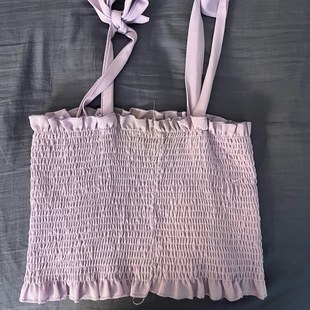 Lilac Smocked Tank Top with Bow Straps